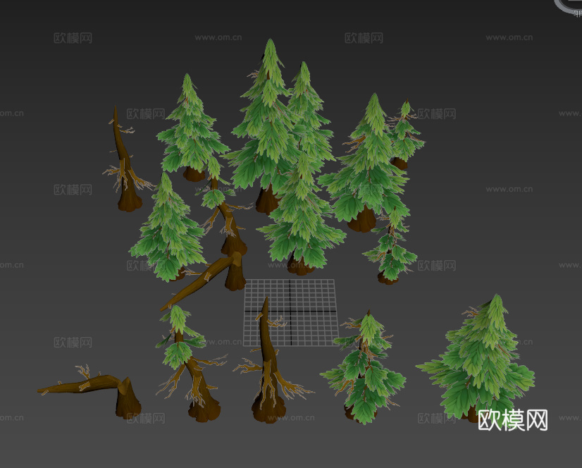 卡通树木风格化房子玩具游戏手办3d模型
