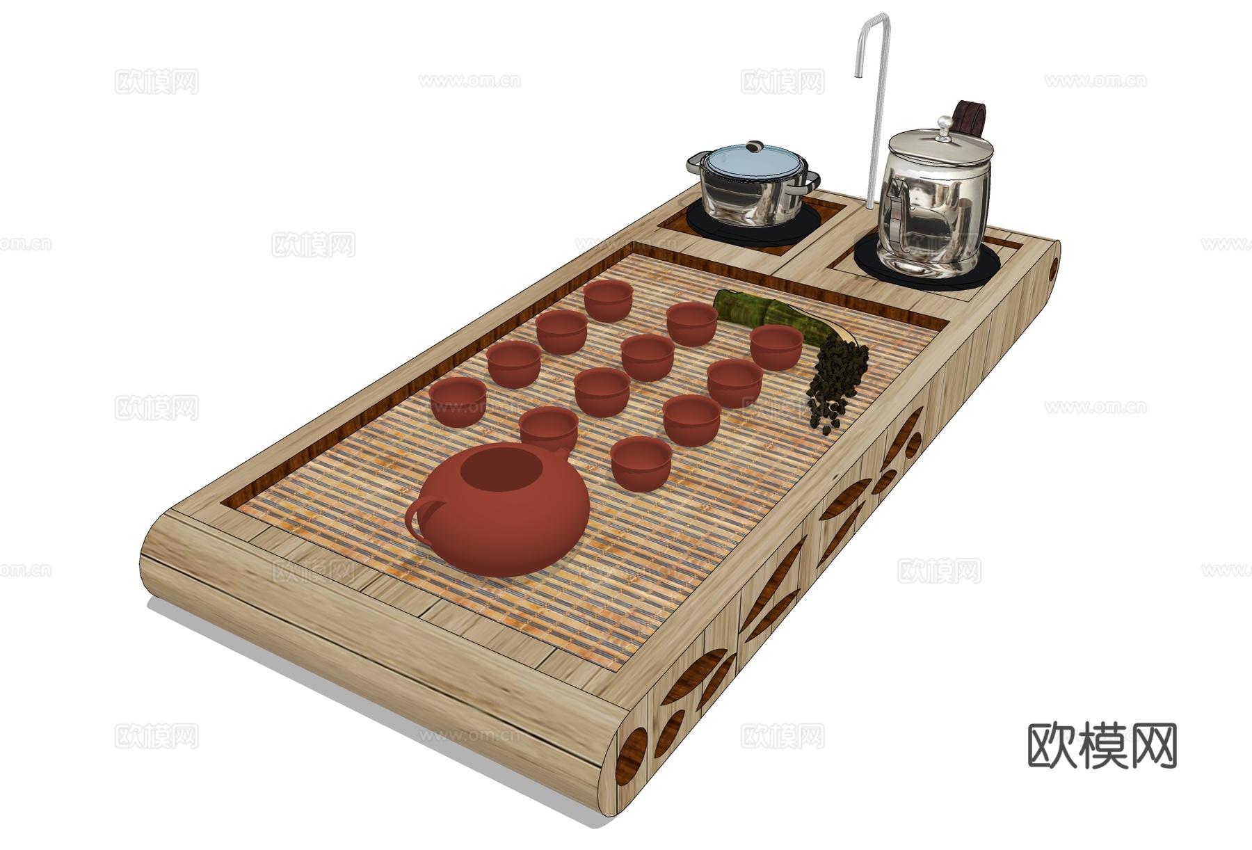 中式茶具 茶壶泡茶su模型下载