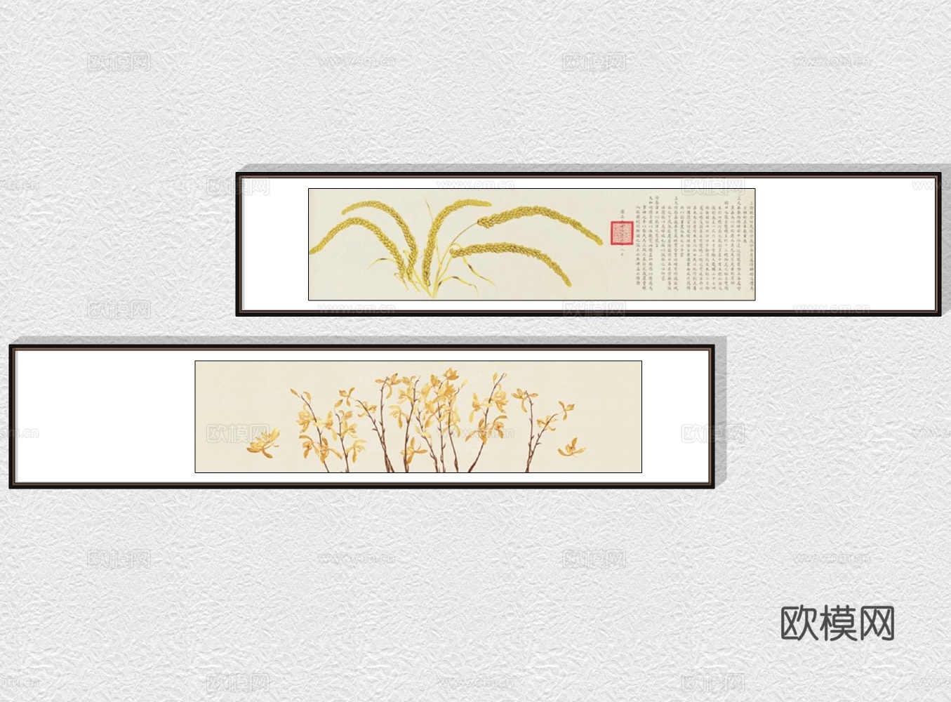 新中式装饰挂画su模型下载