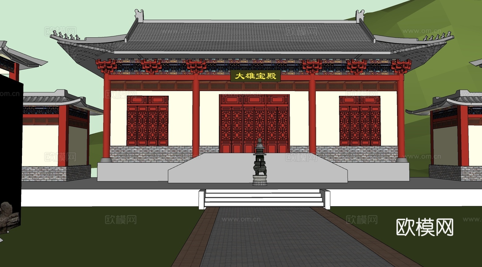 中式寺庙su模型下载