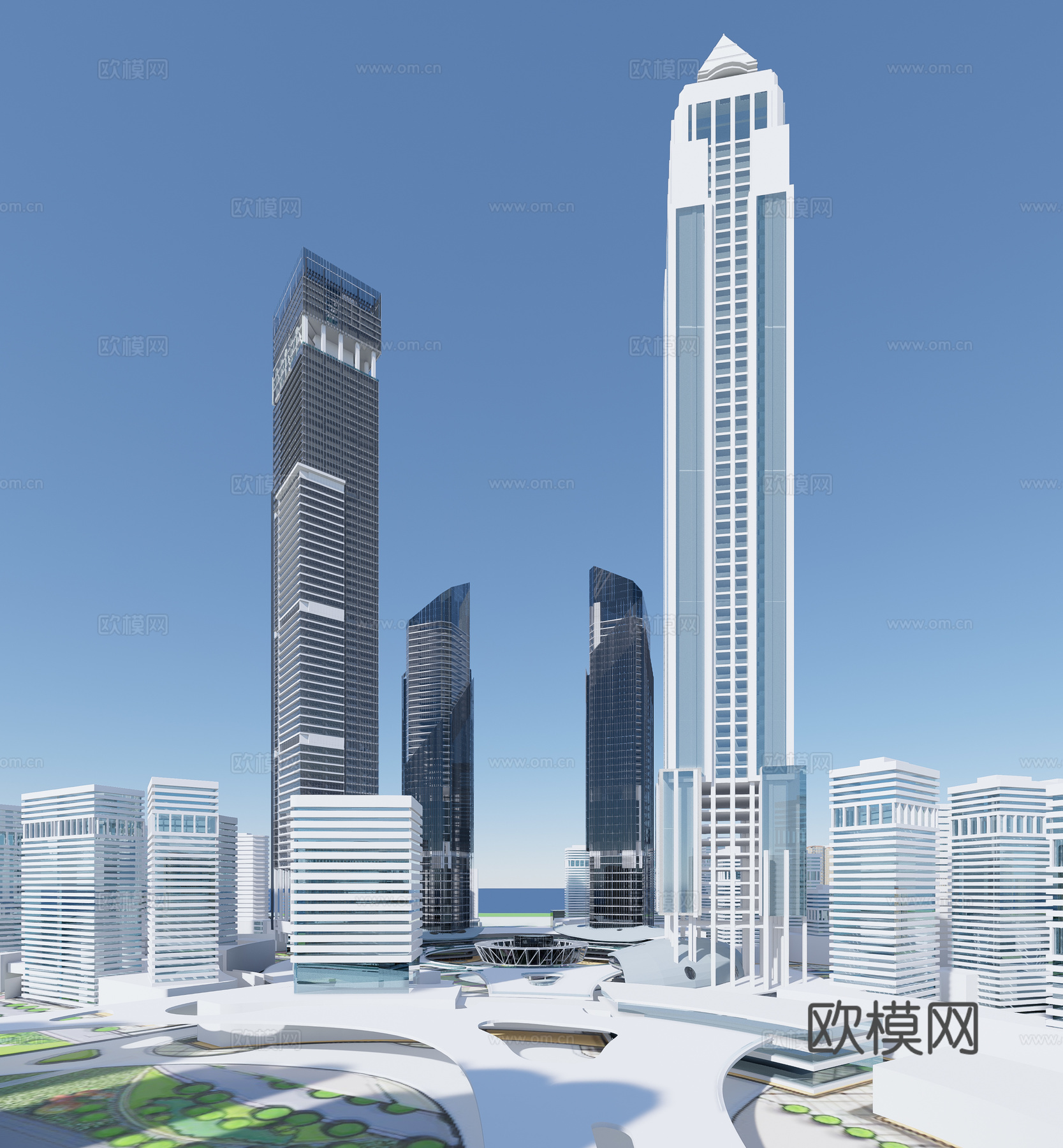 现代高层办公楼su模型下载