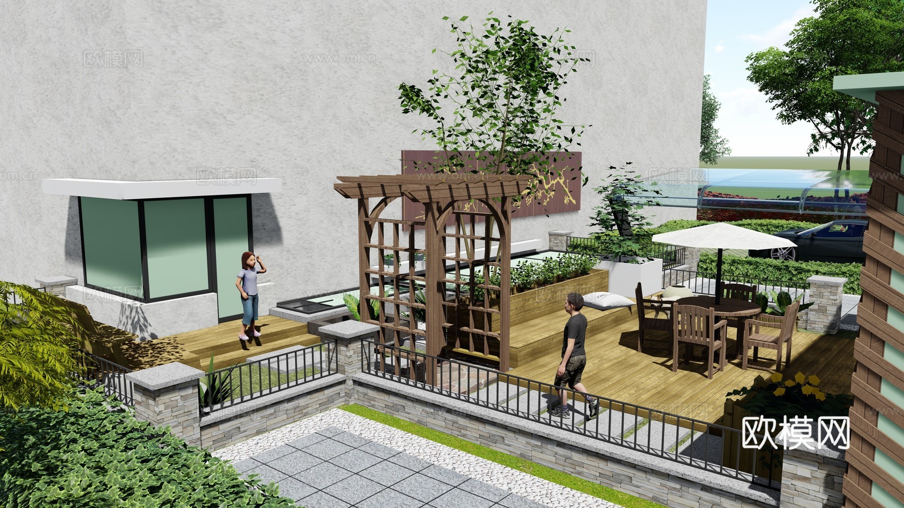 乡村庭院 花园su模型下载
