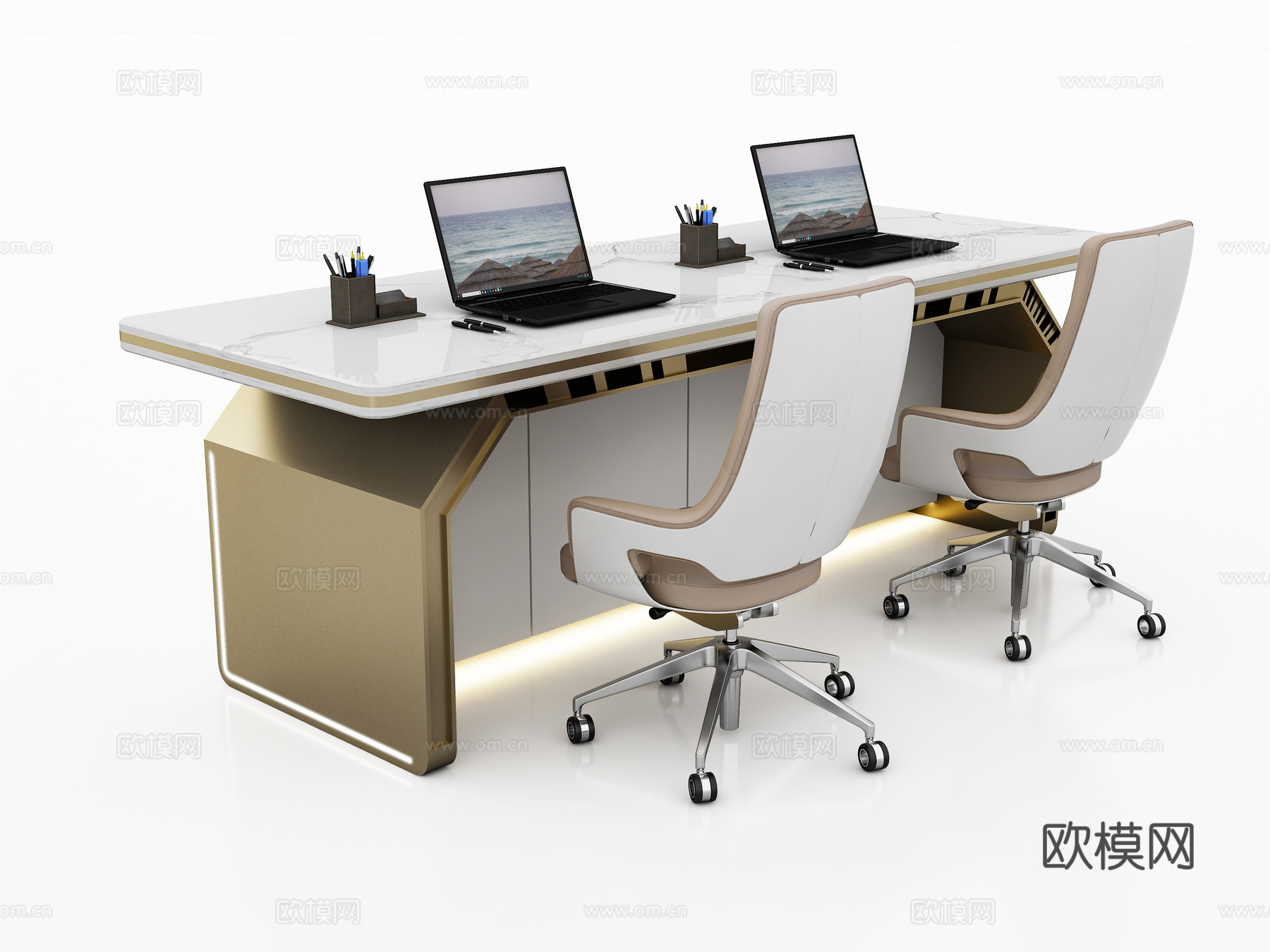 轻奢风办公桌3d模型