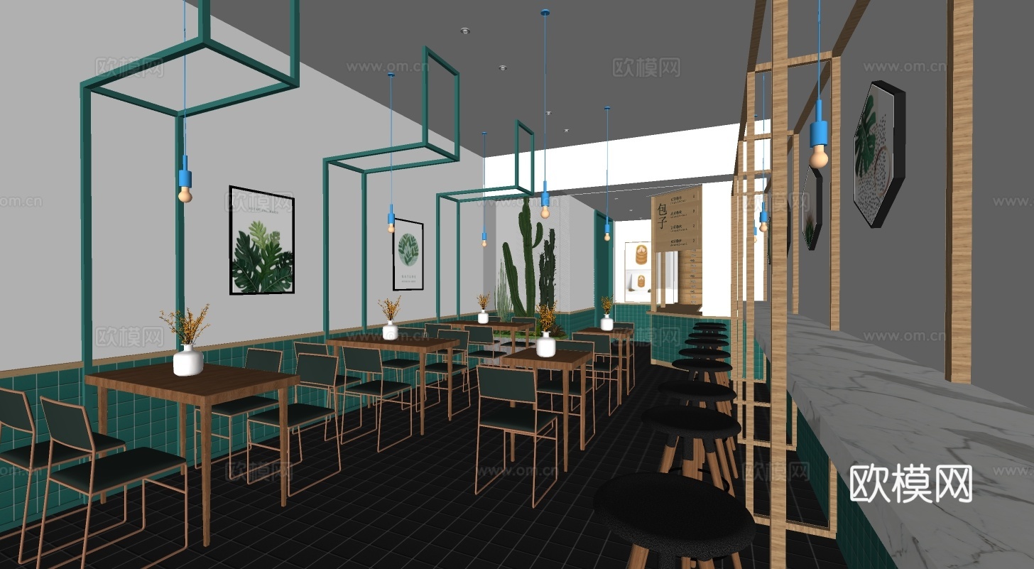 北欧小吃店su模型下载