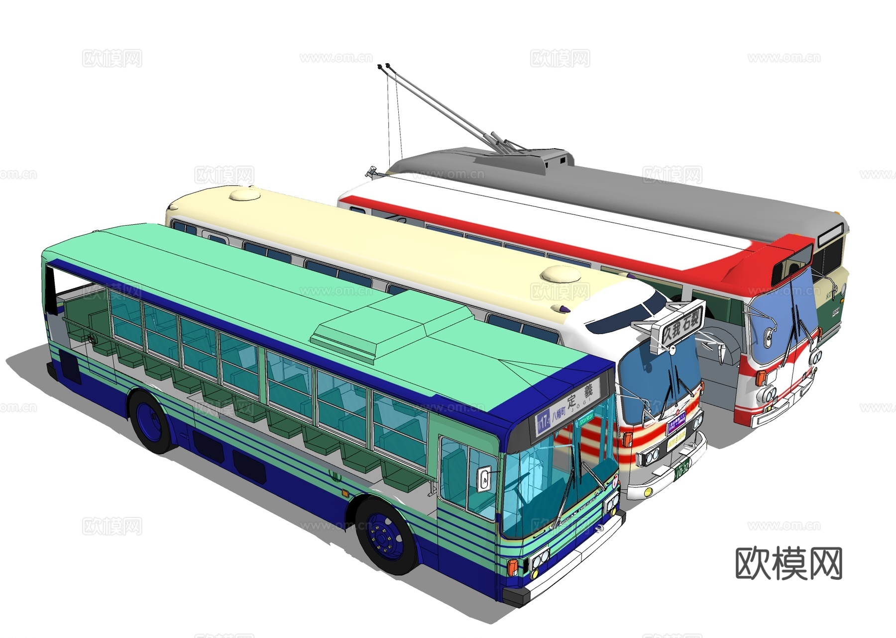 旅游班车 公交车su模型下载