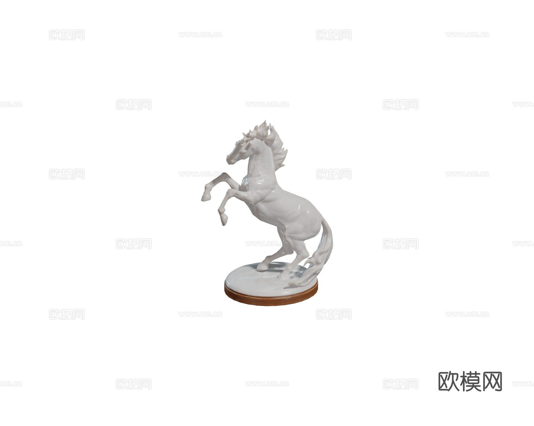 现代室内陈设摆件 饰品 白玉马雕塑组合3d模型
