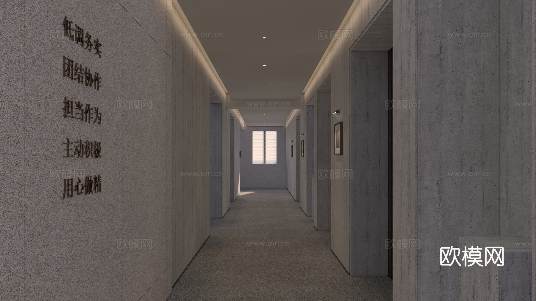 现代电梯 过道 文化屏展示su模型下载下载（渲染图2）