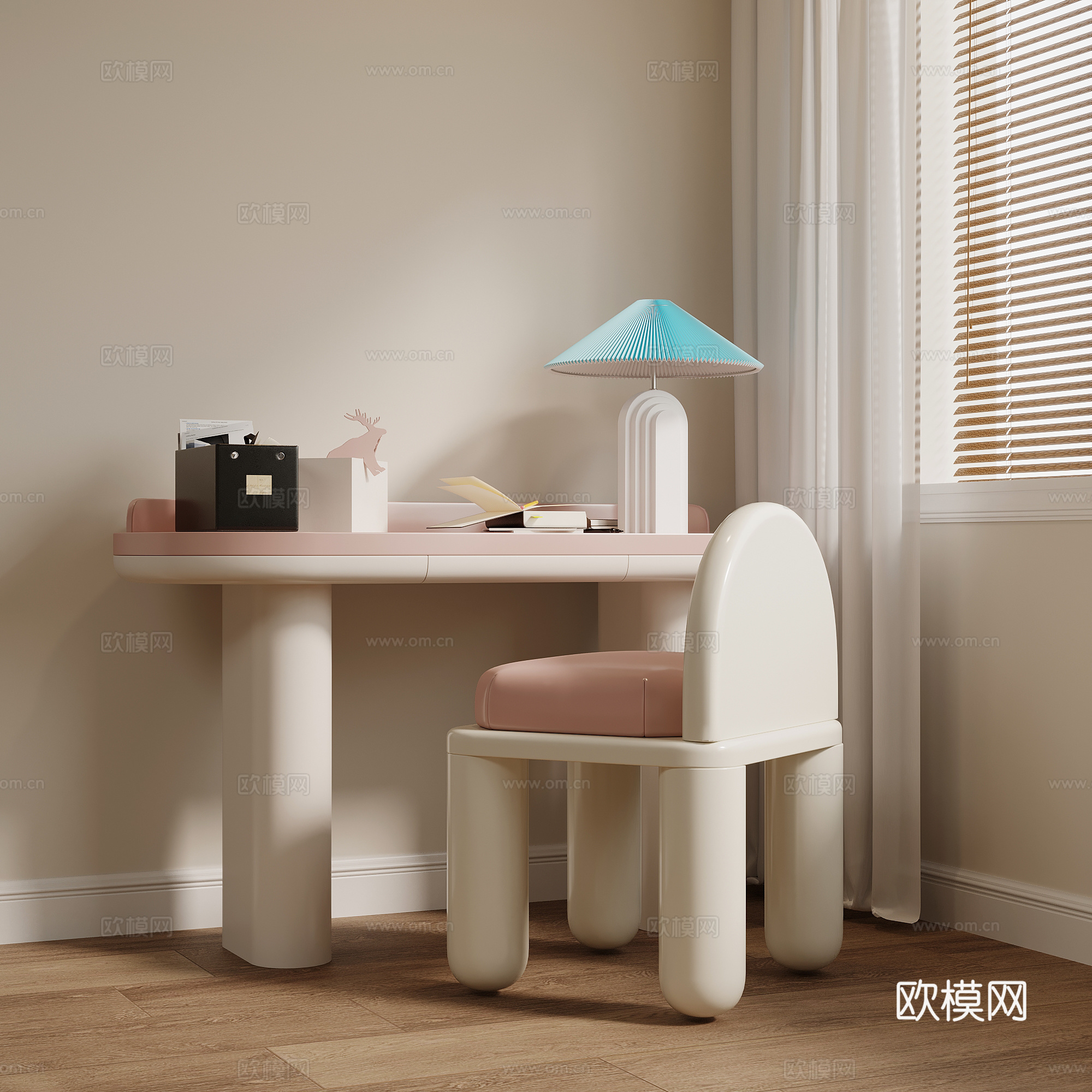 现代儿童书桌椅 学习桌椅3d模型