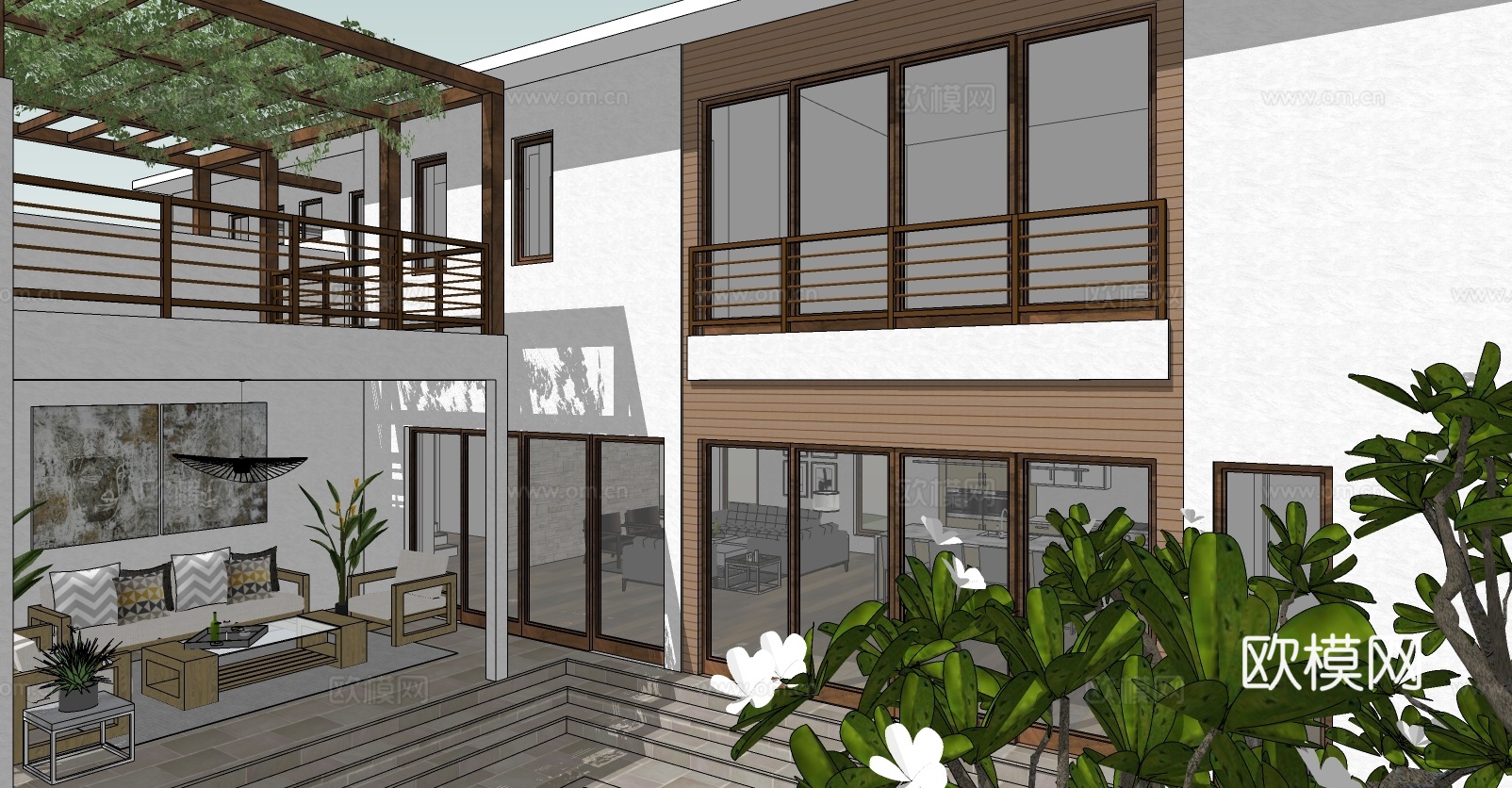 现代别墅住宅su模型下载