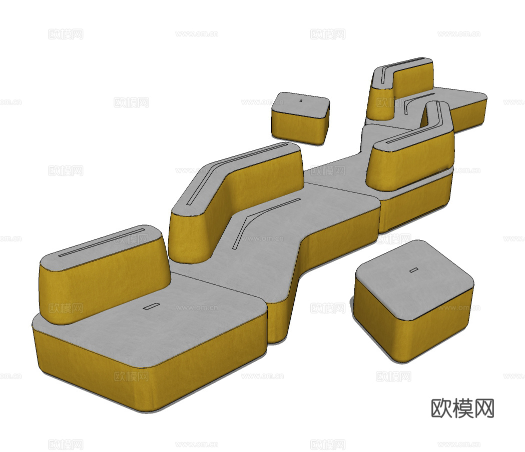 现代异形办公沙发su模型下载