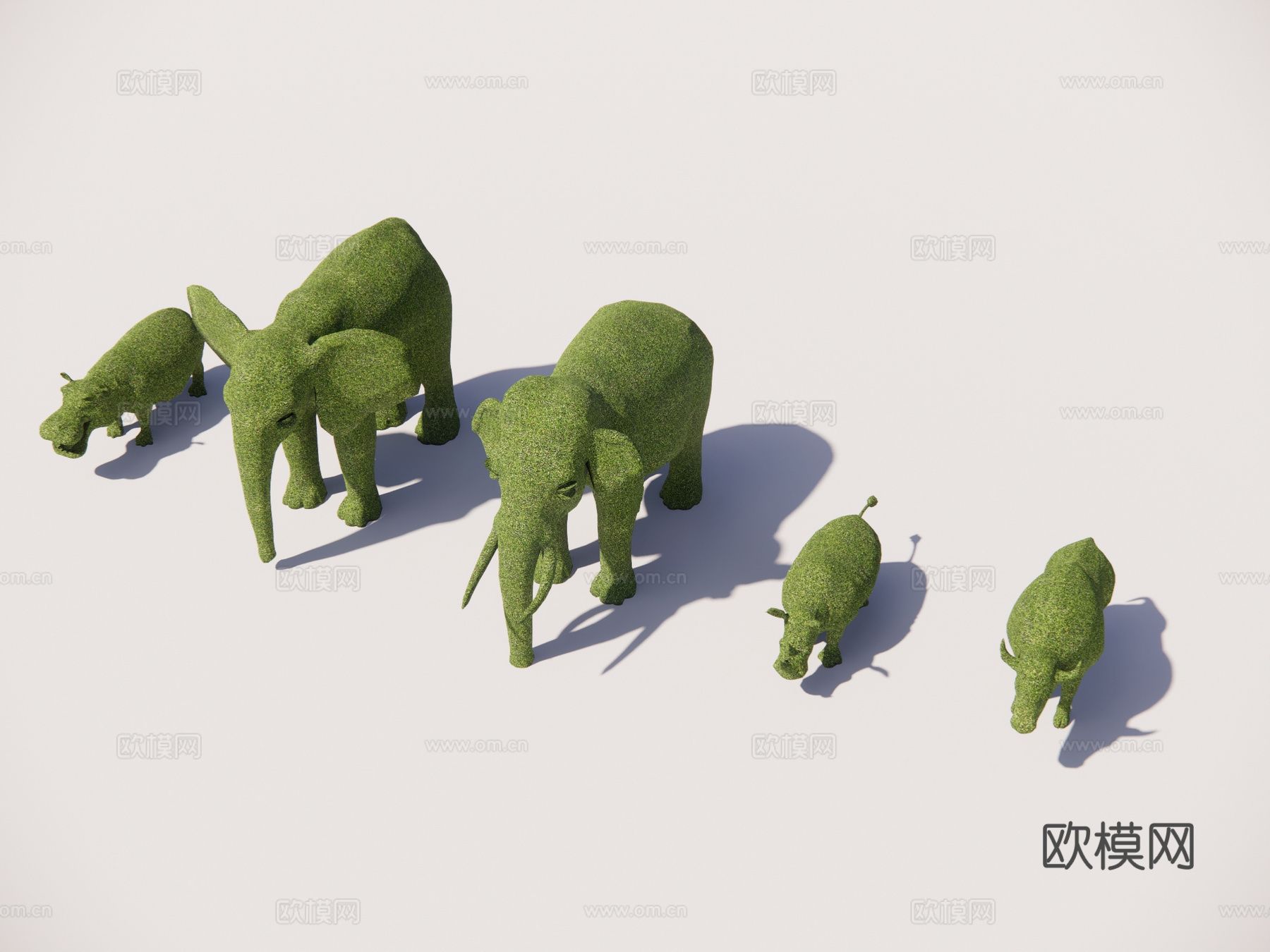 现代植物动物草雕su模型下载