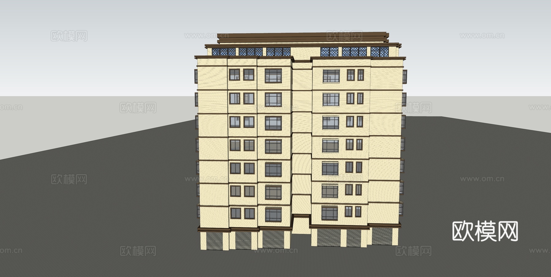 现代住宅楼建筑外观su模型下载