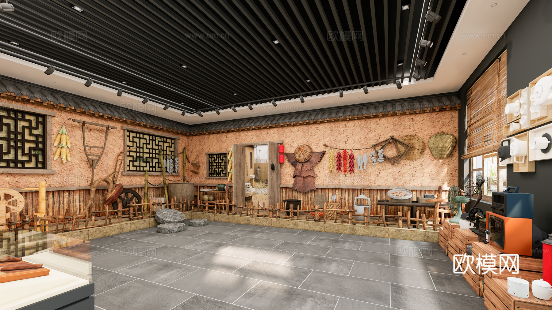 新中式历史文化展厅su模型下载