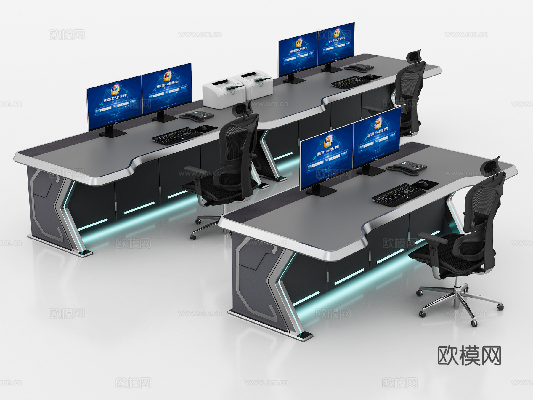 现代控制台办公桌3d模型