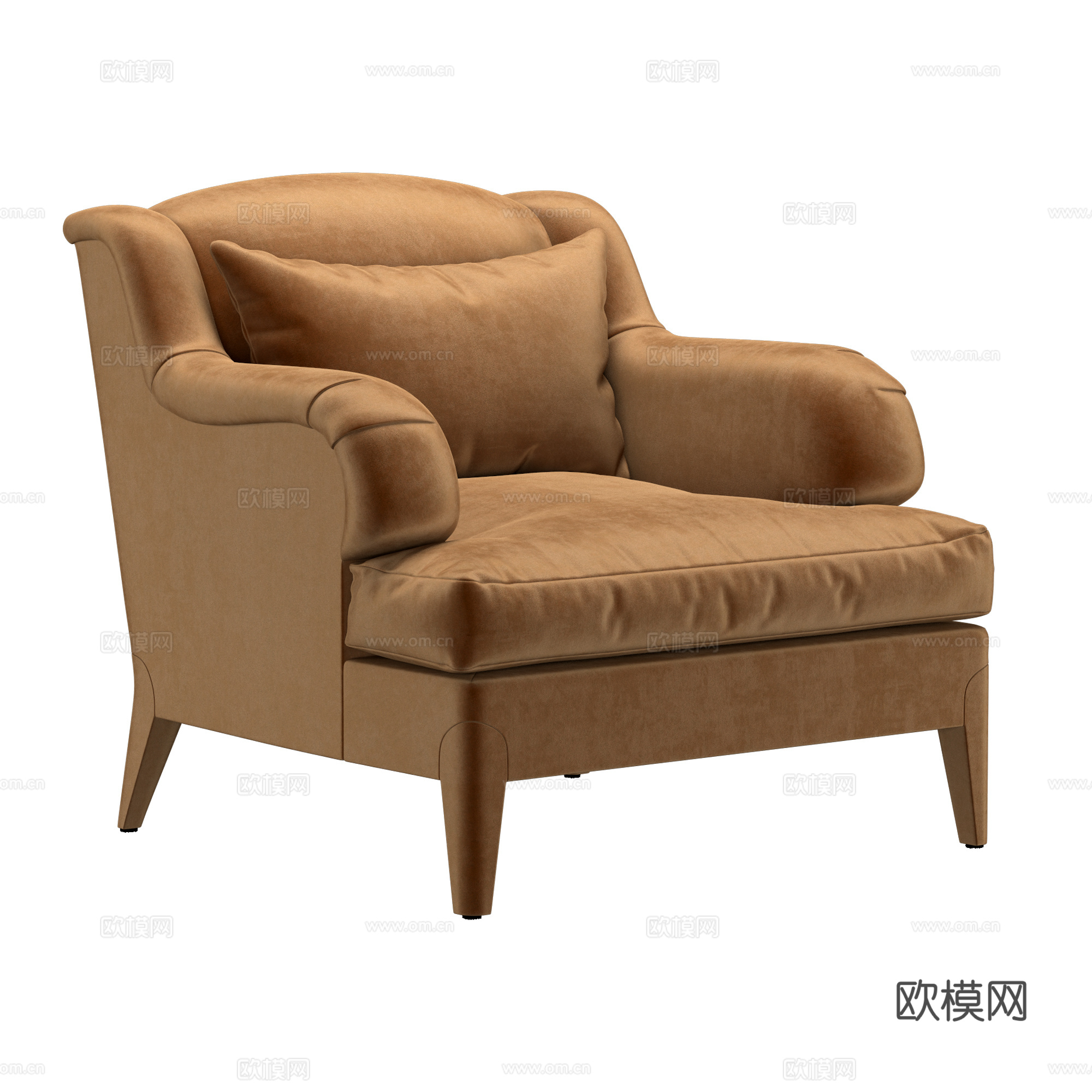 现代意式轻奢丝绒布艺沙发椅3d模型