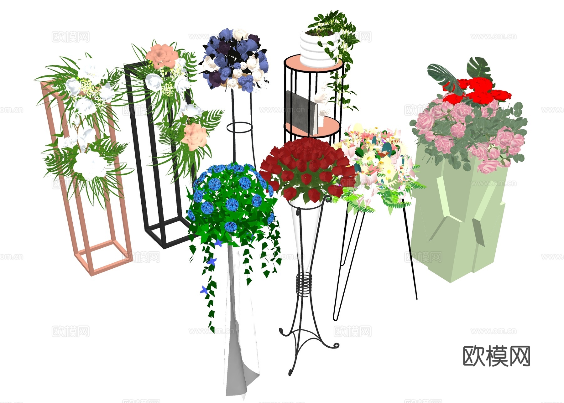 鲜花花架 花束 花钵su模型下载