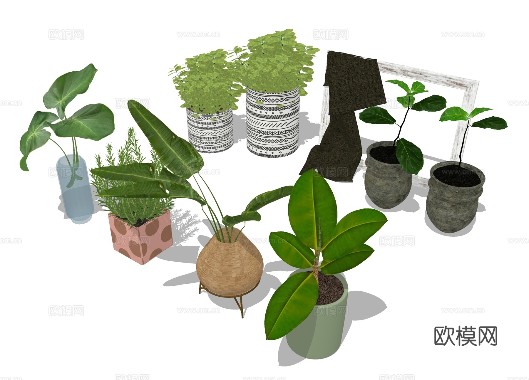 景观绿植 盆栽 桌面植物su模型下载