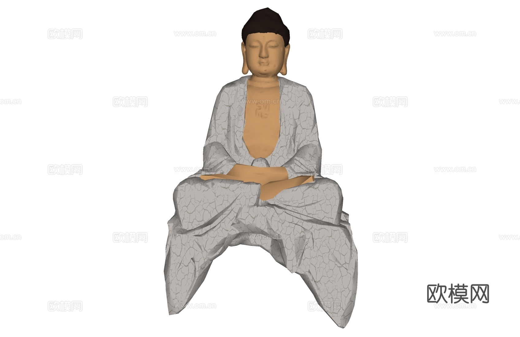 中式佛像雕塑su模型下载