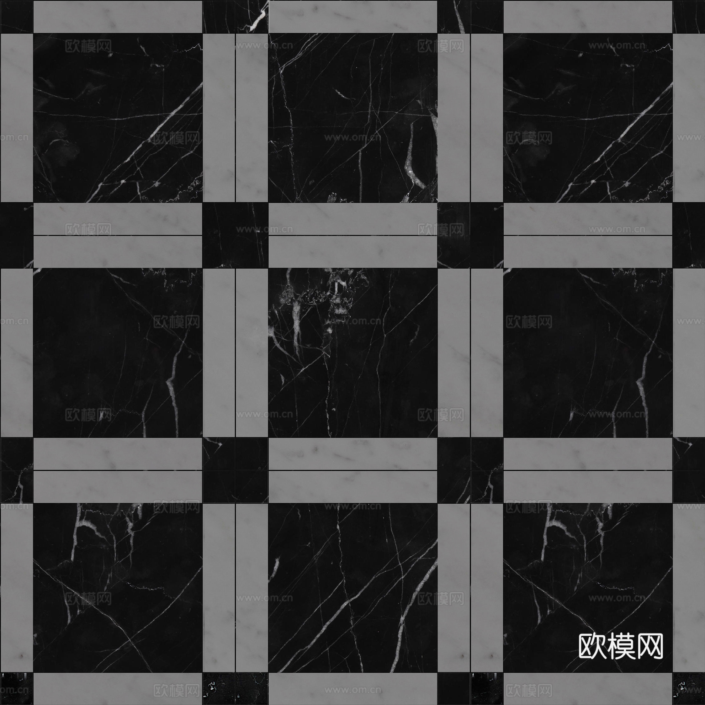 现代黑白简约石材拼花