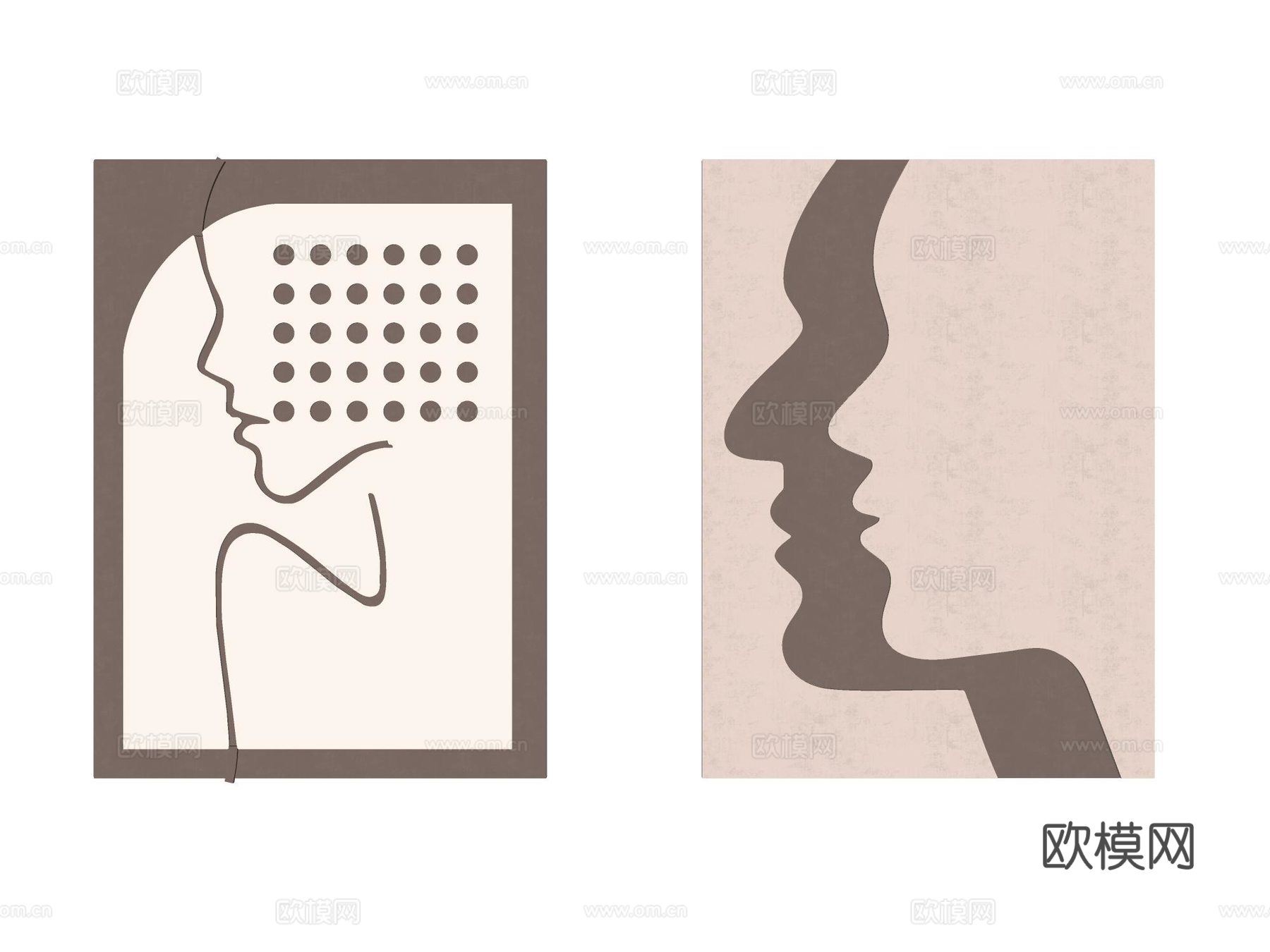 现代挂画 抽象画 彩色人像艺术画su模型下载