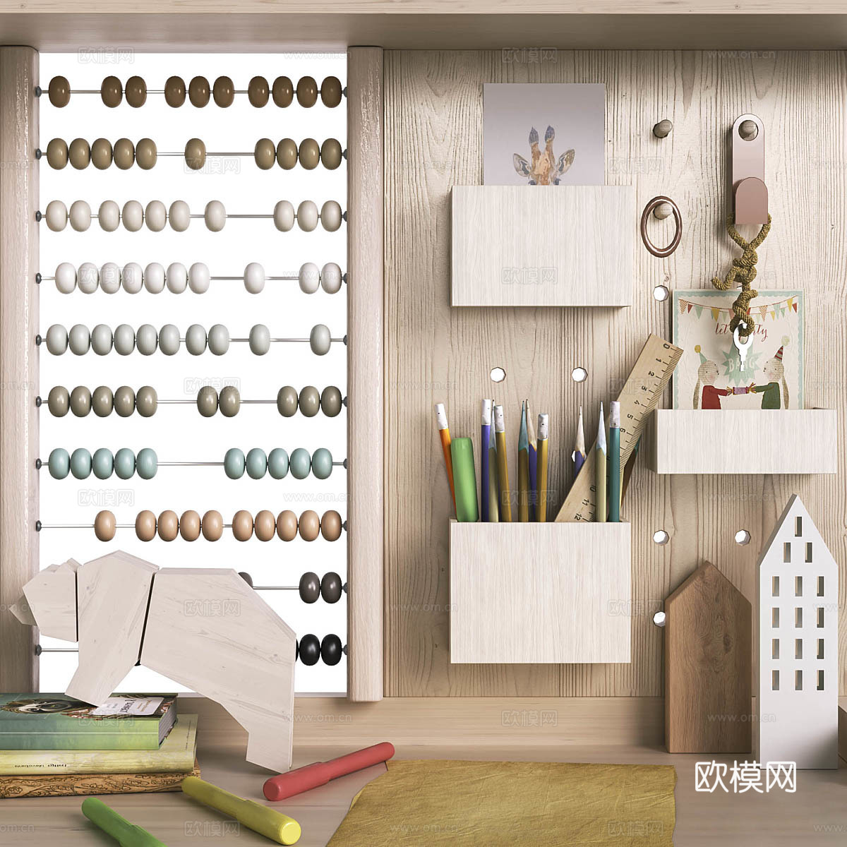 现代奶油风儿童饰品3d模型