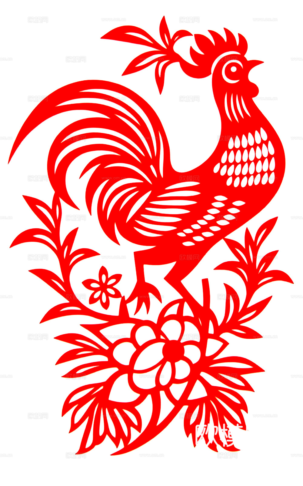 民俗窗花 公鸡 剪纸画