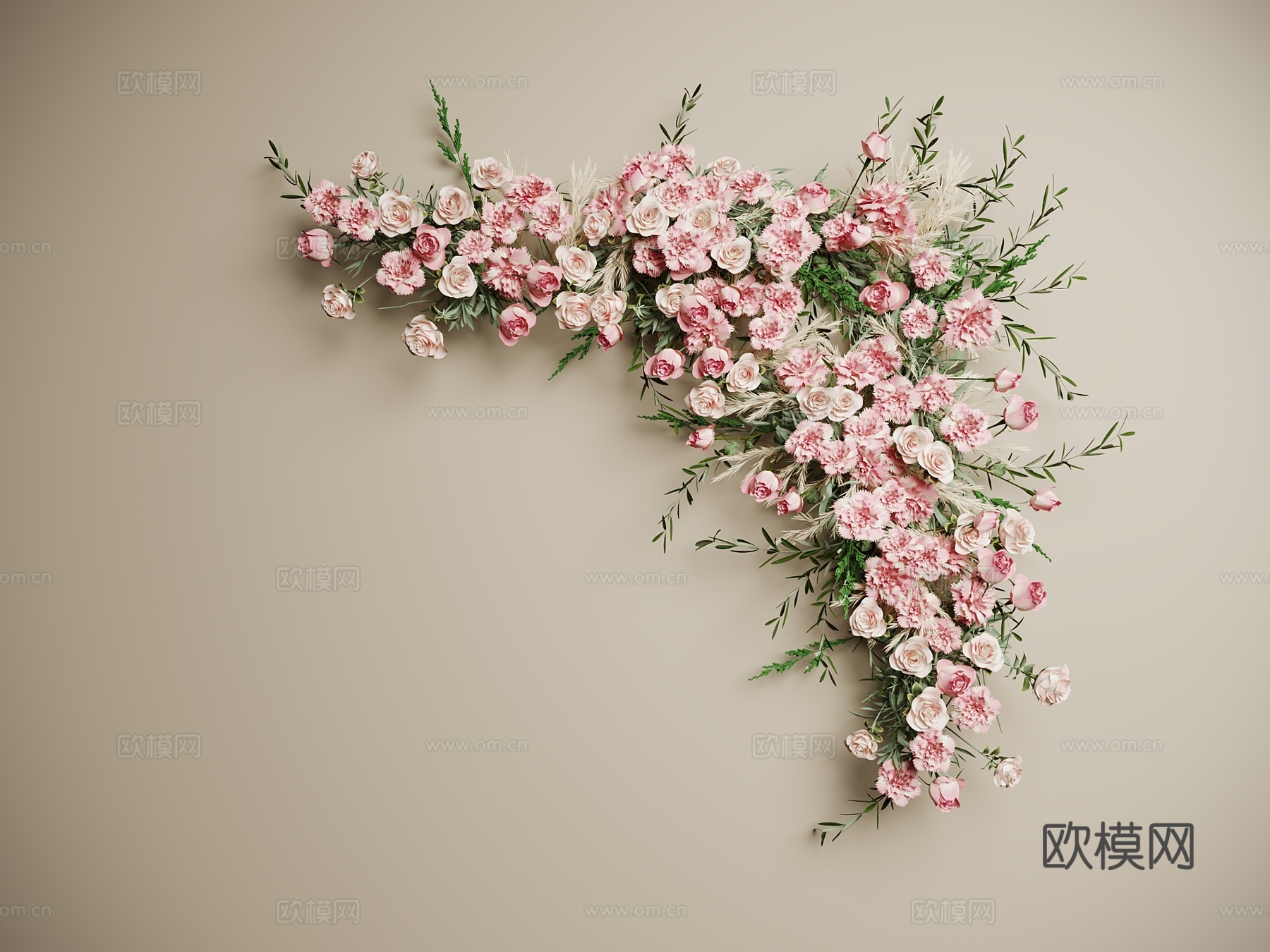 花墙 植物花墙 挂角花墙su模型