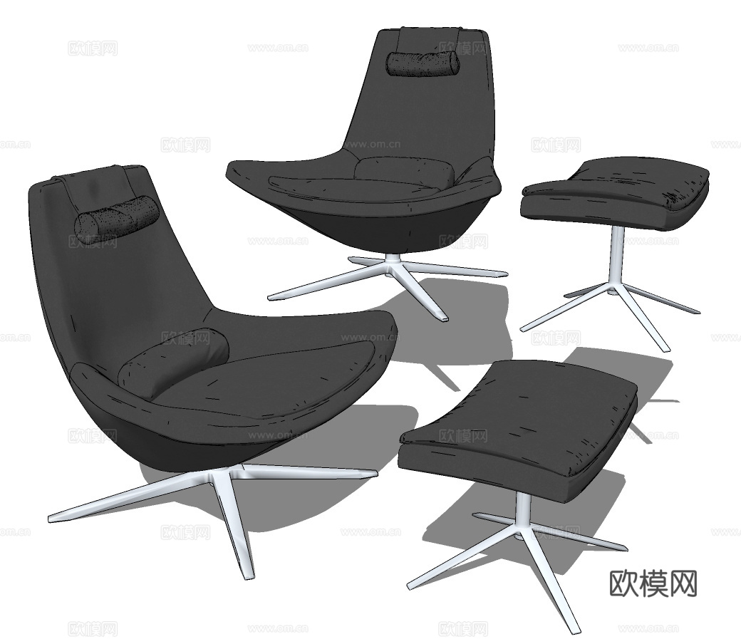 现代躺椅休闲椅su模型下载