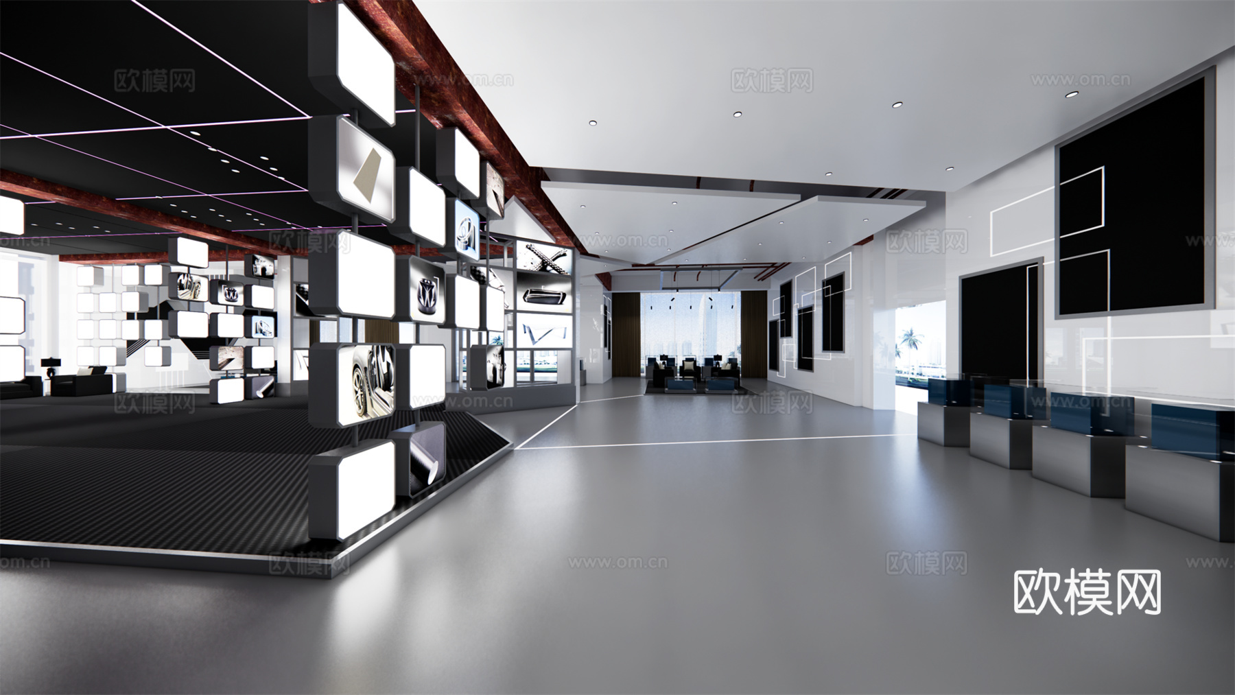 现代科技展厅su模型下载