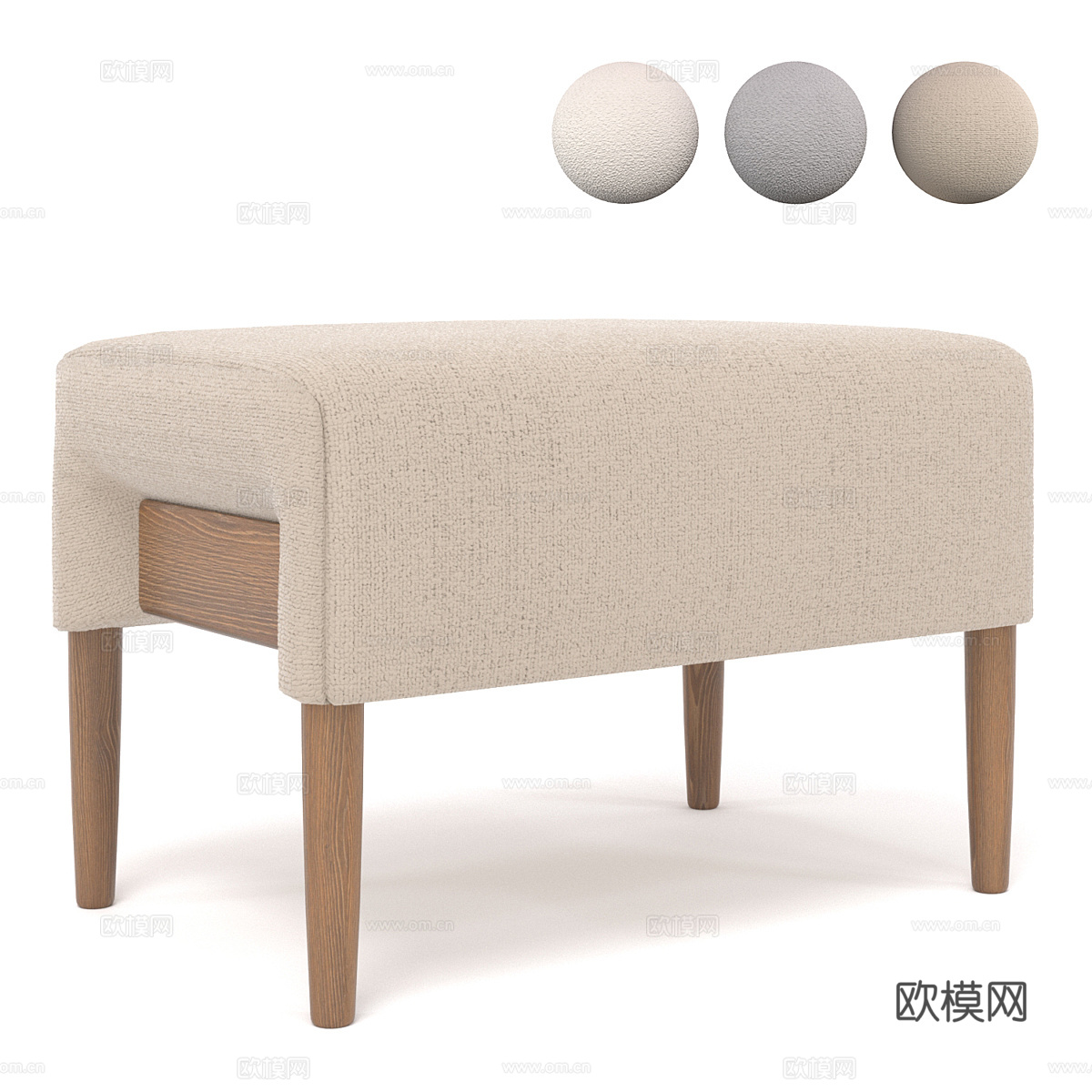新中式布艺凳3d模型
