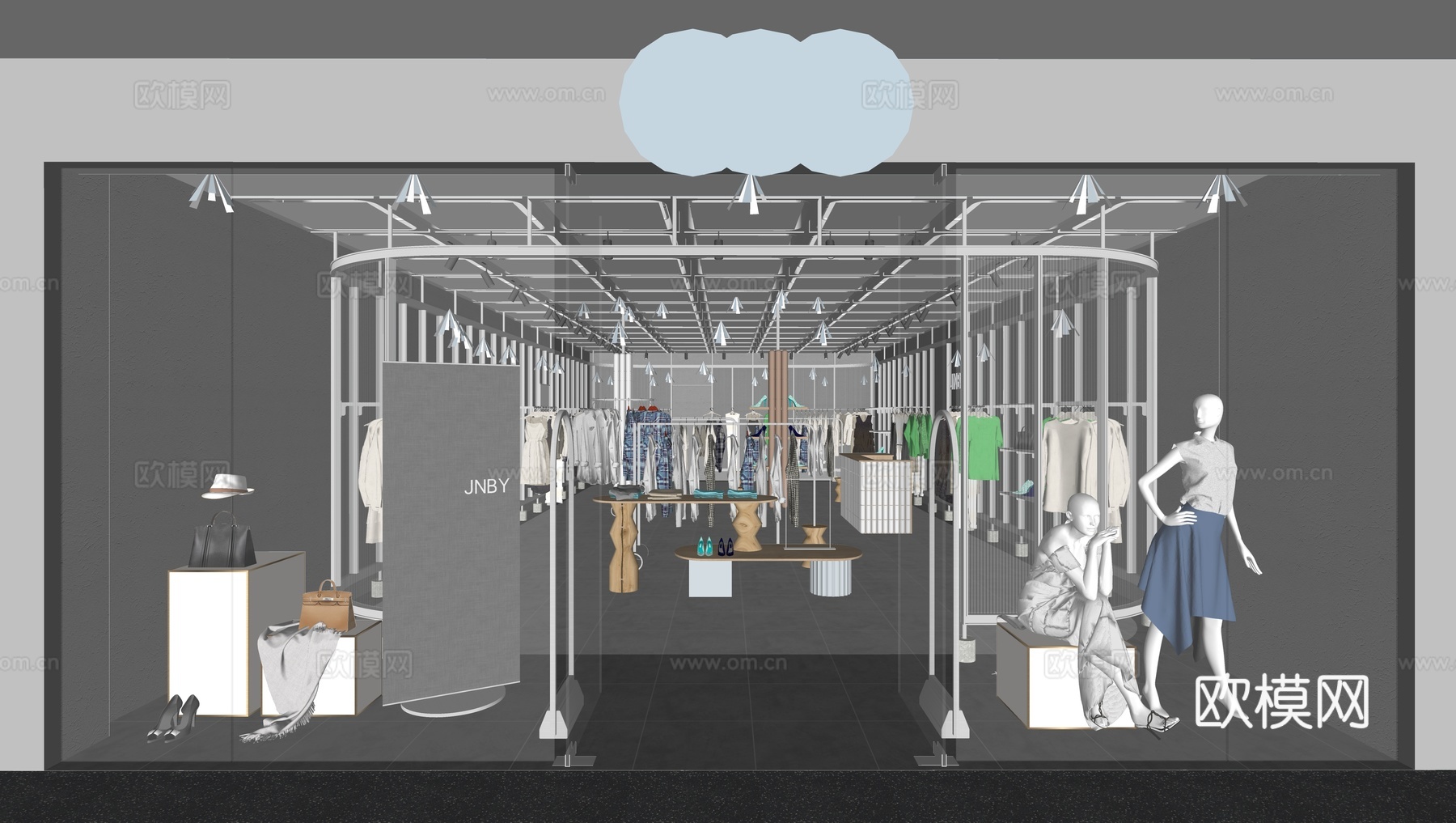 现代服装店su模型下载