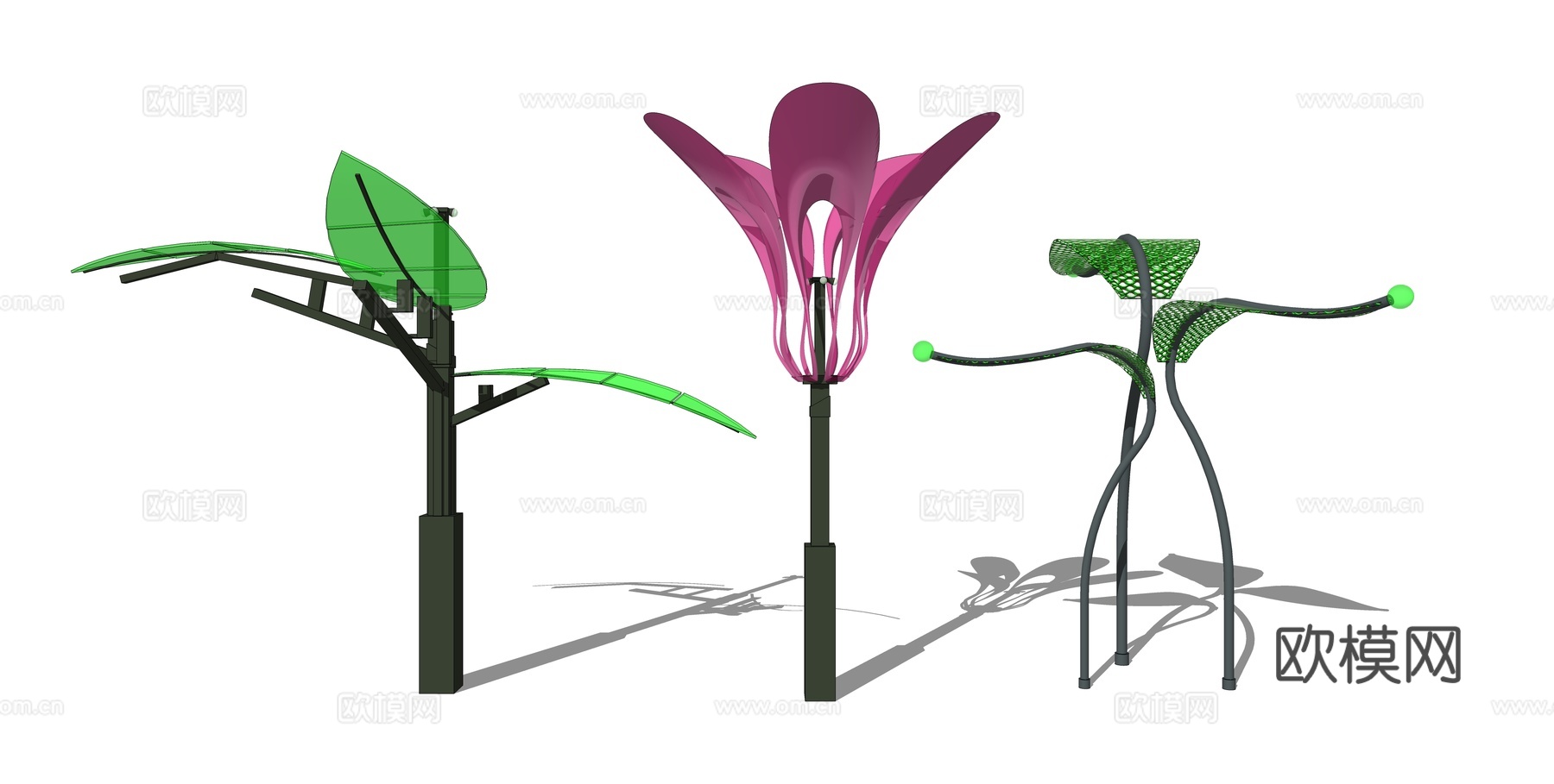 现代花朵景观灯雕塑小品su模型下载