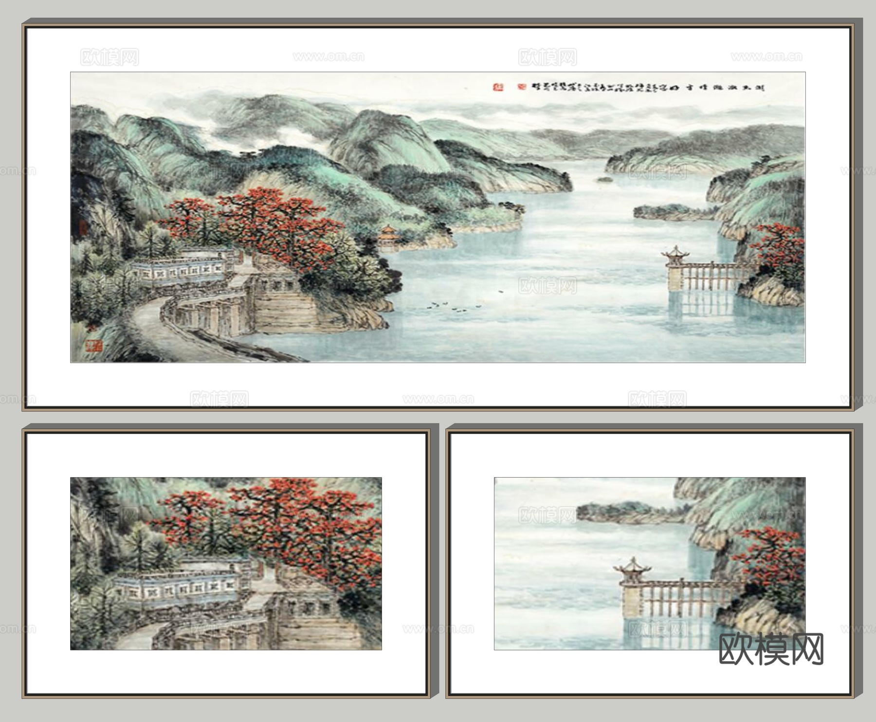 新中式装饰画su模型下载