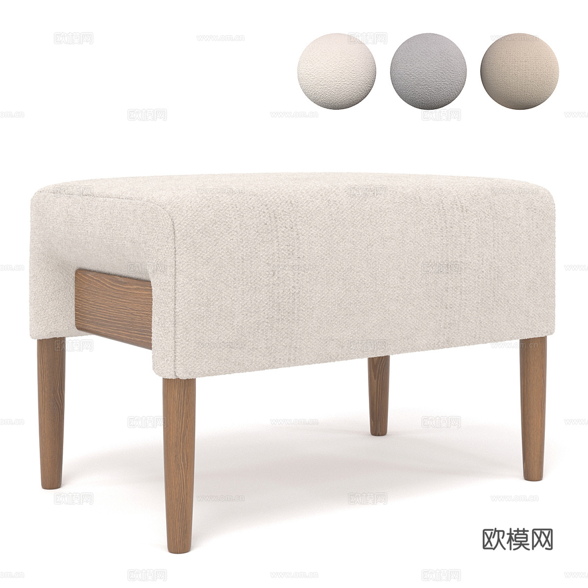 新中式布艺凳3d模型