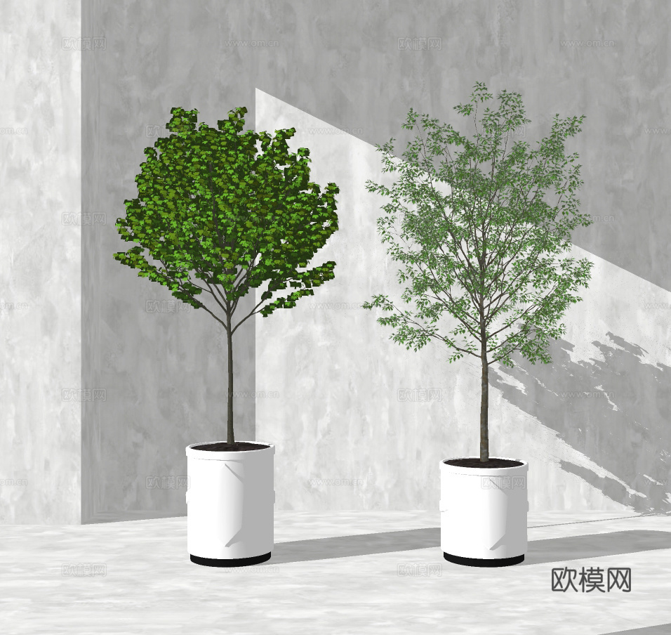 现代绿植盆栽su模型下载