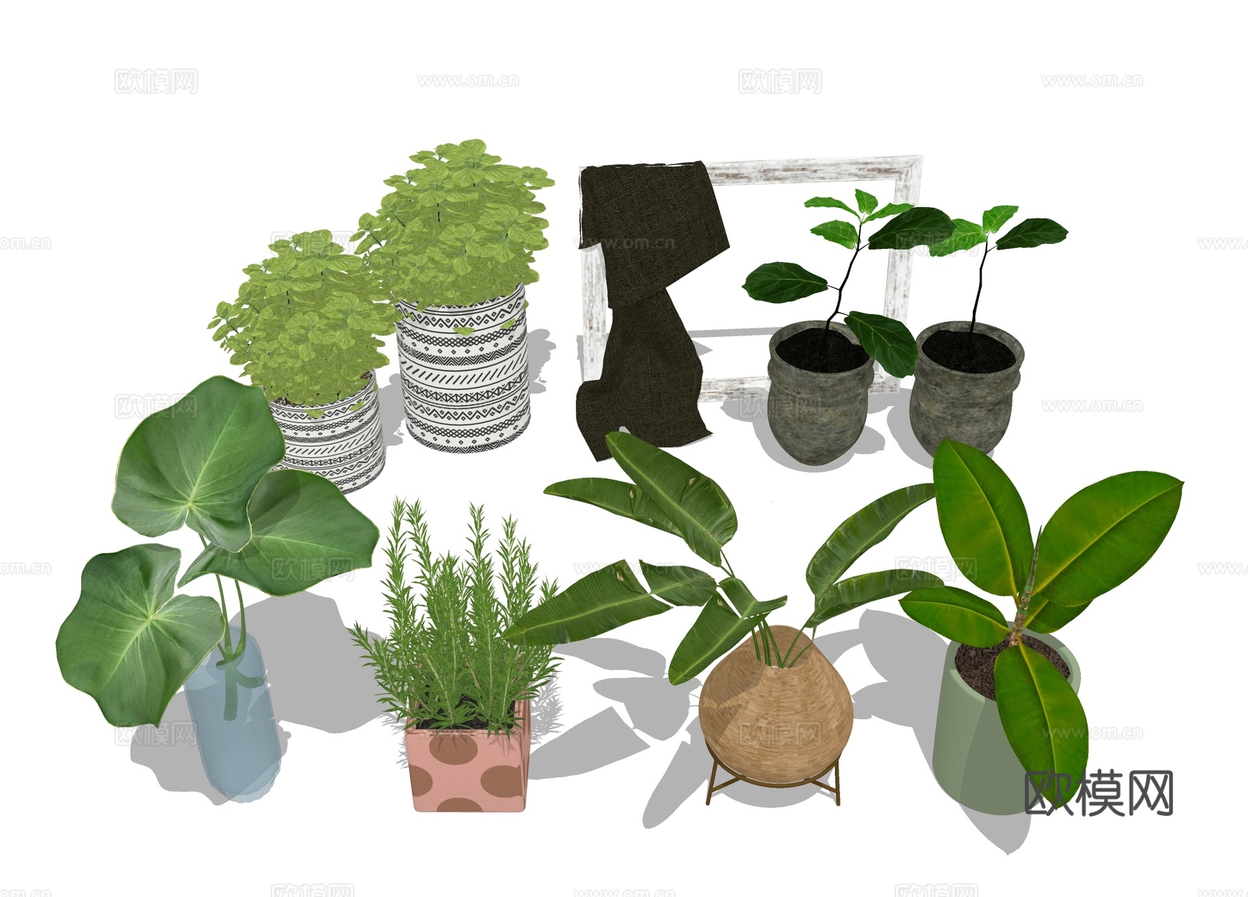 景观绿植 盆栽 桌面植物su模型下载