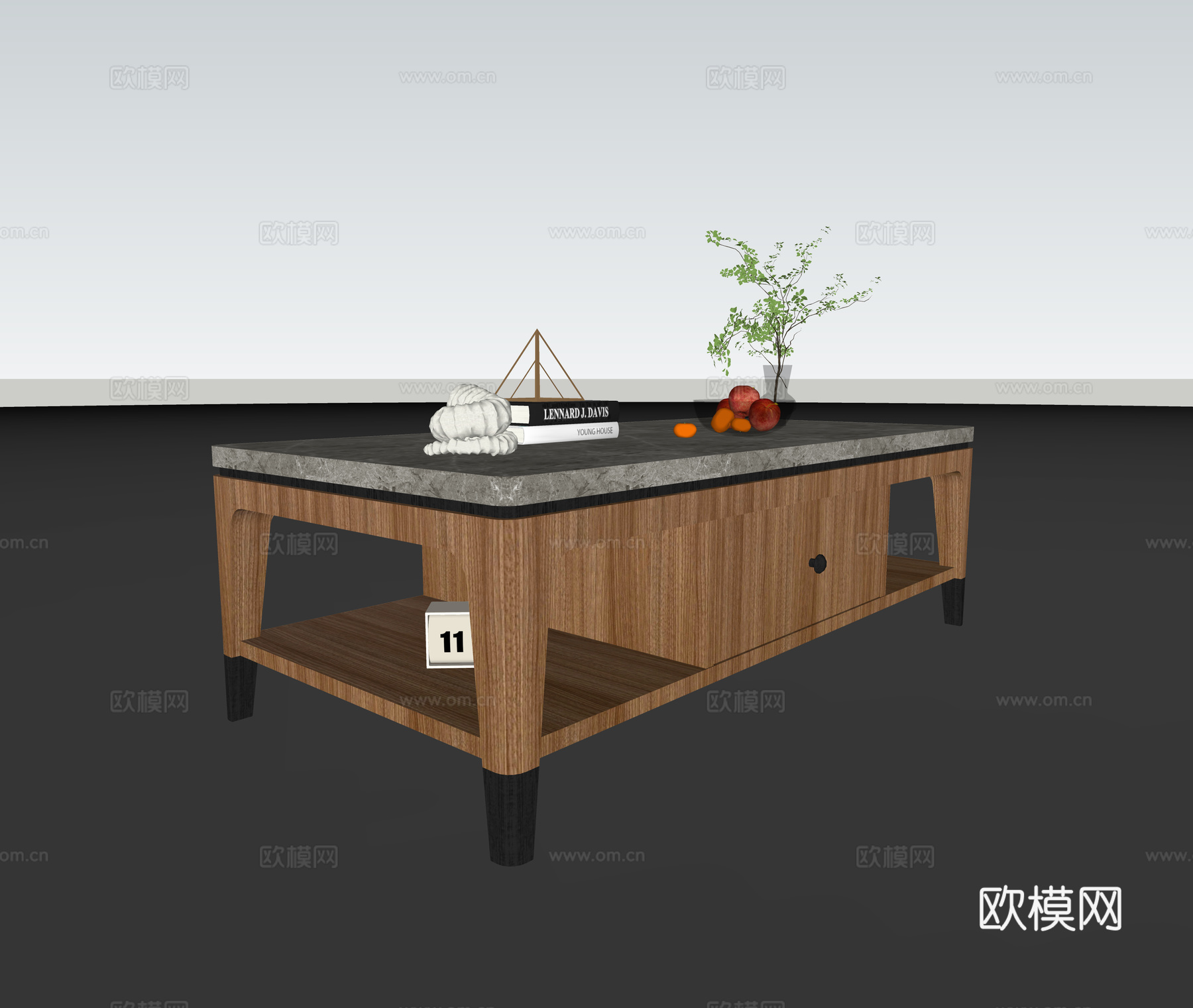 现代茶几su模型下载