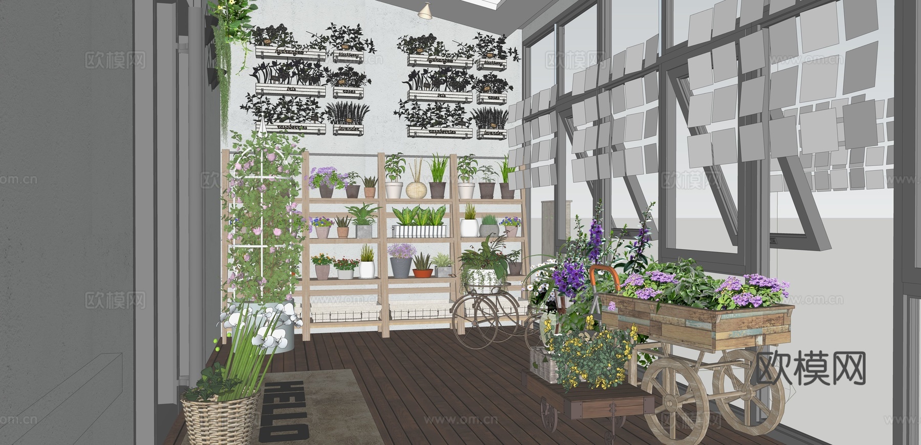 现代花店su模型下载