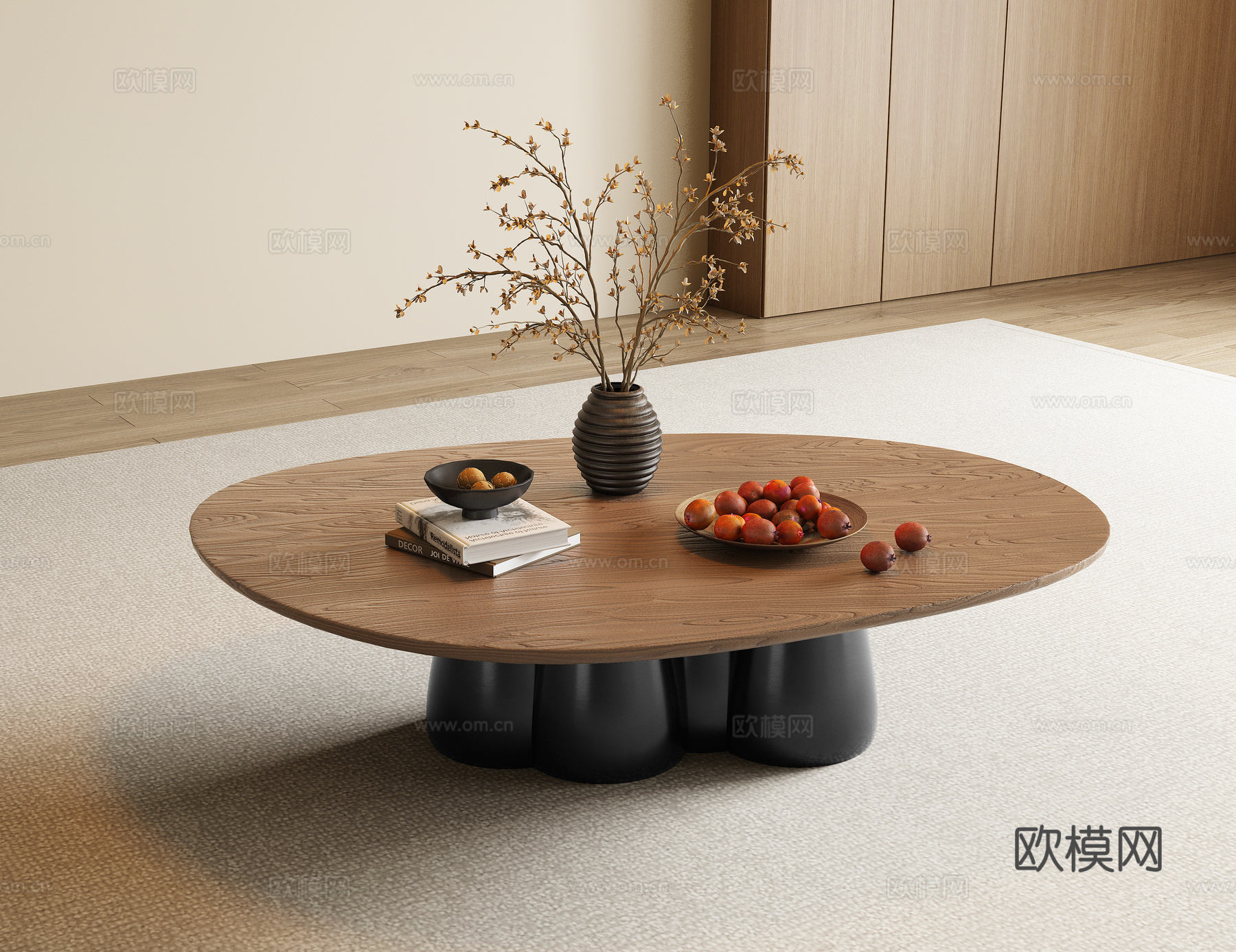 现代中古风茶几3d模型下载