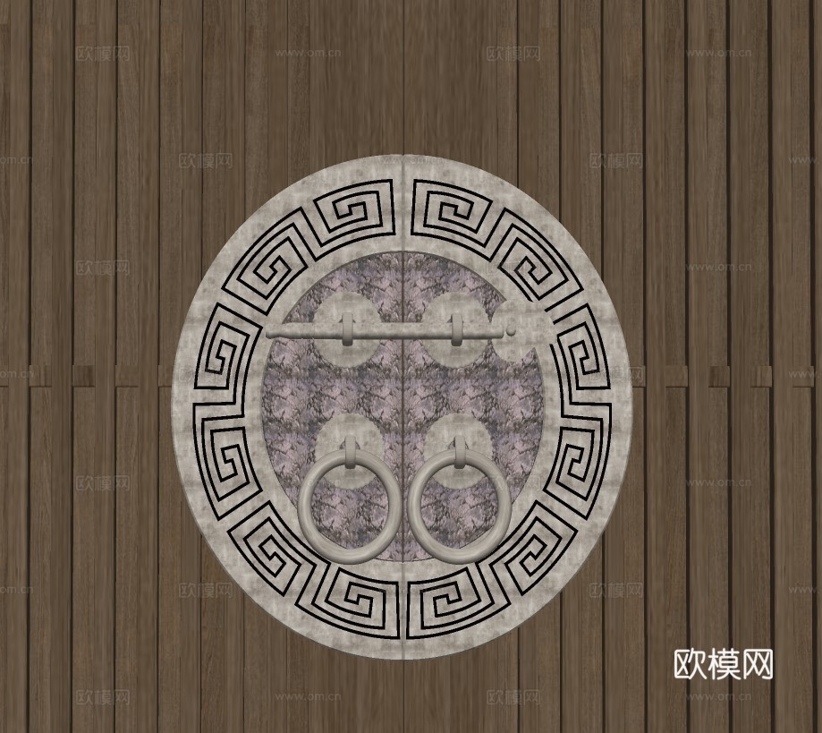 新中式金属同心锁su模型下载