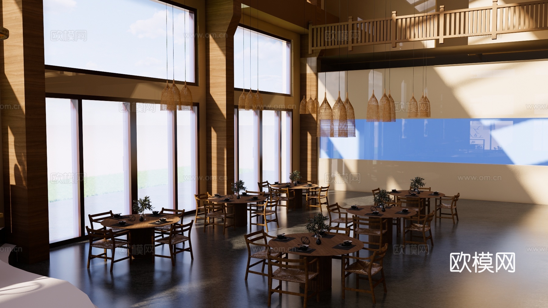 竹编文化主题餐厅su模型