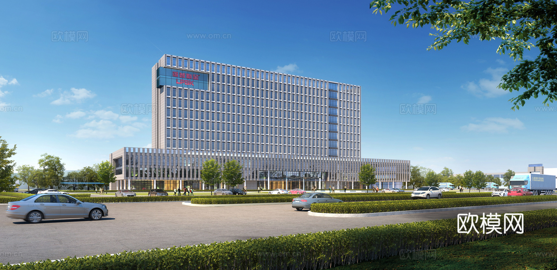 现代办公楼建筑外观su模型下载