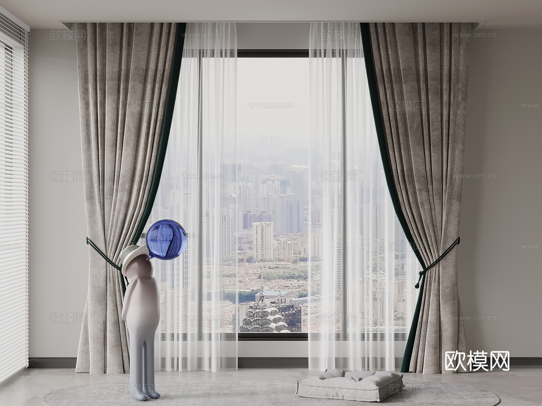 现代窗帘 布艺窗帘 纱帘3d模型