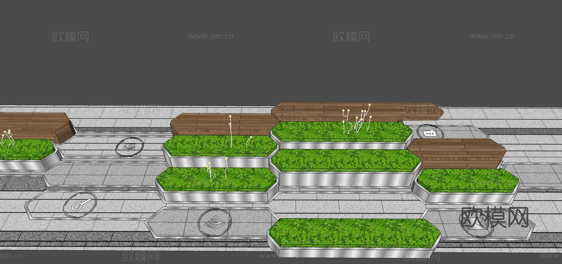 现代公园长椅su模型下载