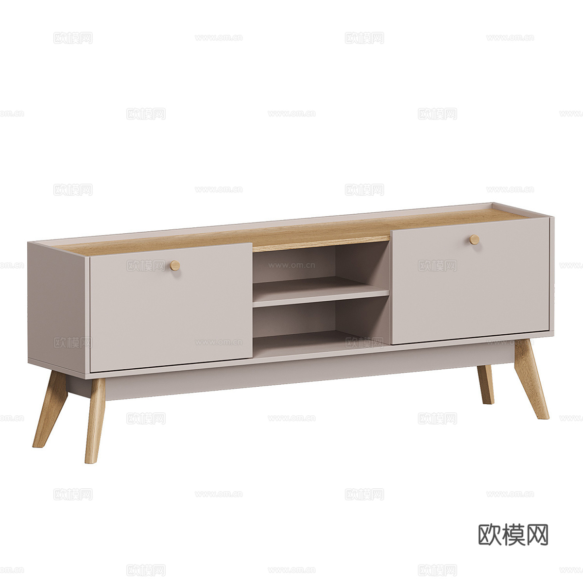 北欧原木奶油风电视柜 边柜3d模型