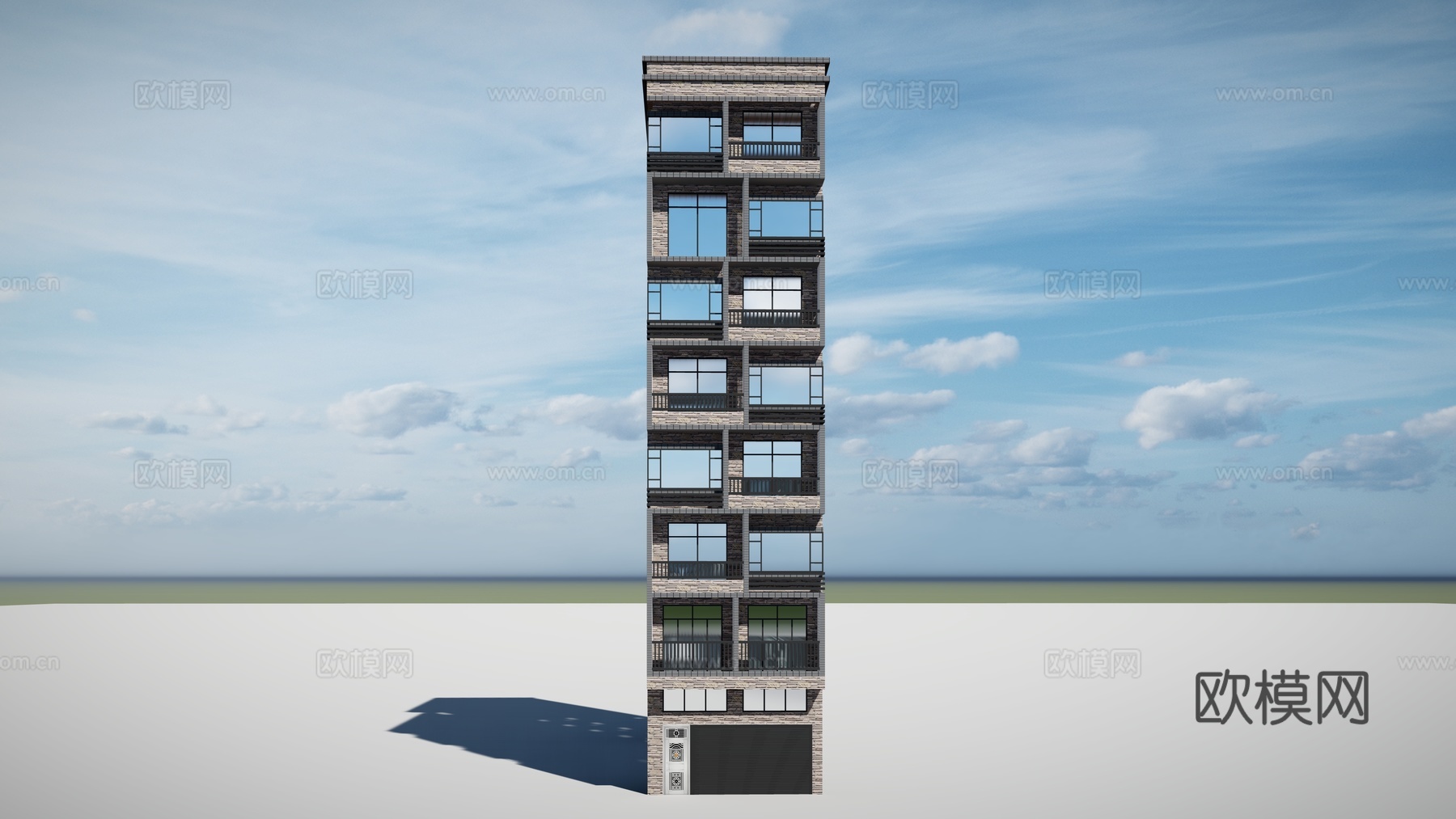现代住宅楼建筑外观su模型下载