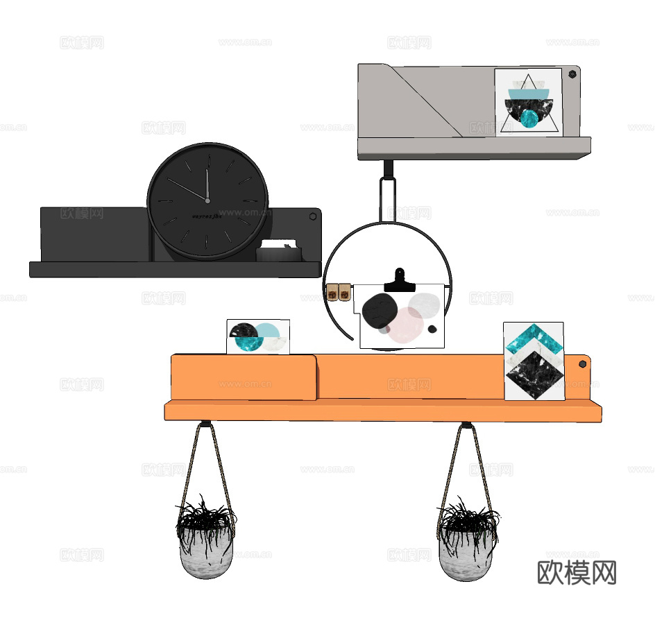 现代墙饰壁架su模型下载