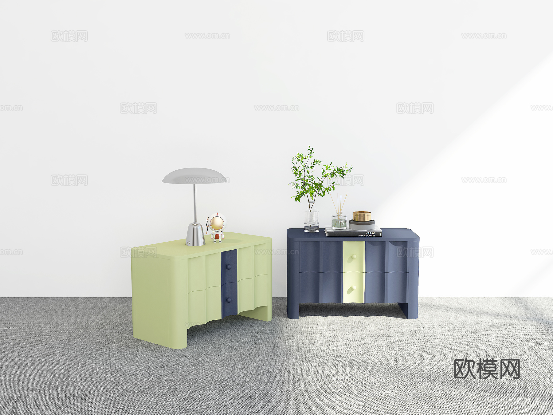 现代床头柜3d模型下载