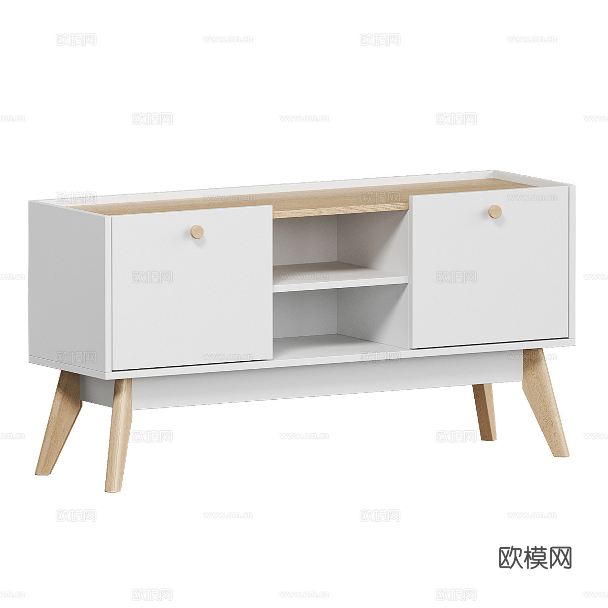 北欧原木奶油风电视柜 边柜3d模型