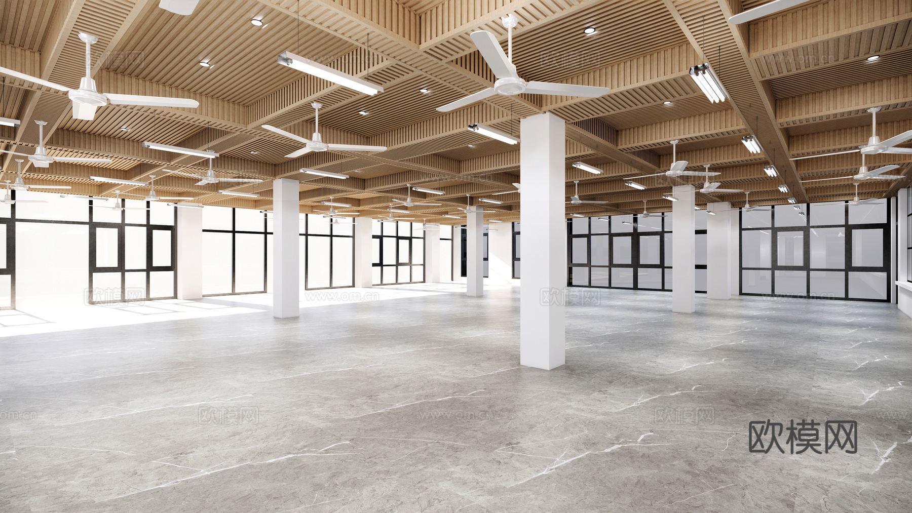 现代学校食堂 员工餐厅su模型下载